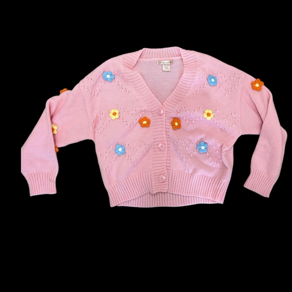 Coco & Shay Pink Floral Knitted Sweater Cardigan